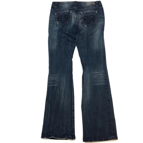WJ83 Express ReRock Whiskered Designer Boot Cut Jeans 6 Reg - Picture 5 of 7